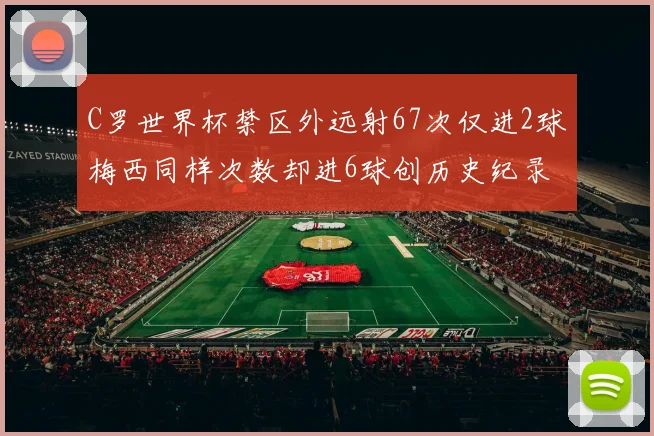 C罗世界杯禁区外远射67次仅进2球梅西同样次数却进6球创历史纪录